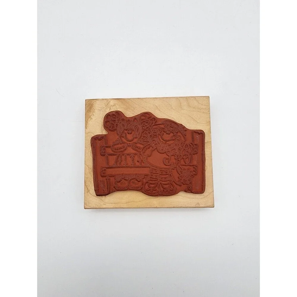 Imaginations Rubber Stamp Best Friends Girls On Fence Wood Mounted Craft 3.5x3